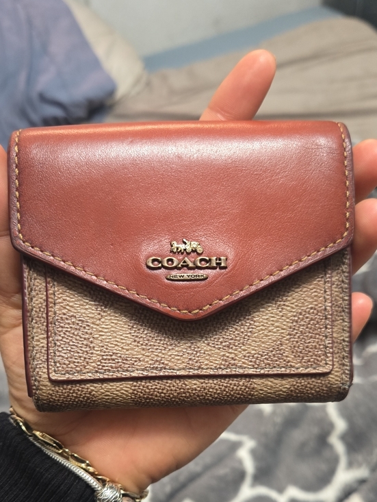 Coach Handbags - Coach Two-Tone Leather Envelope Wallet in Brown and Tan